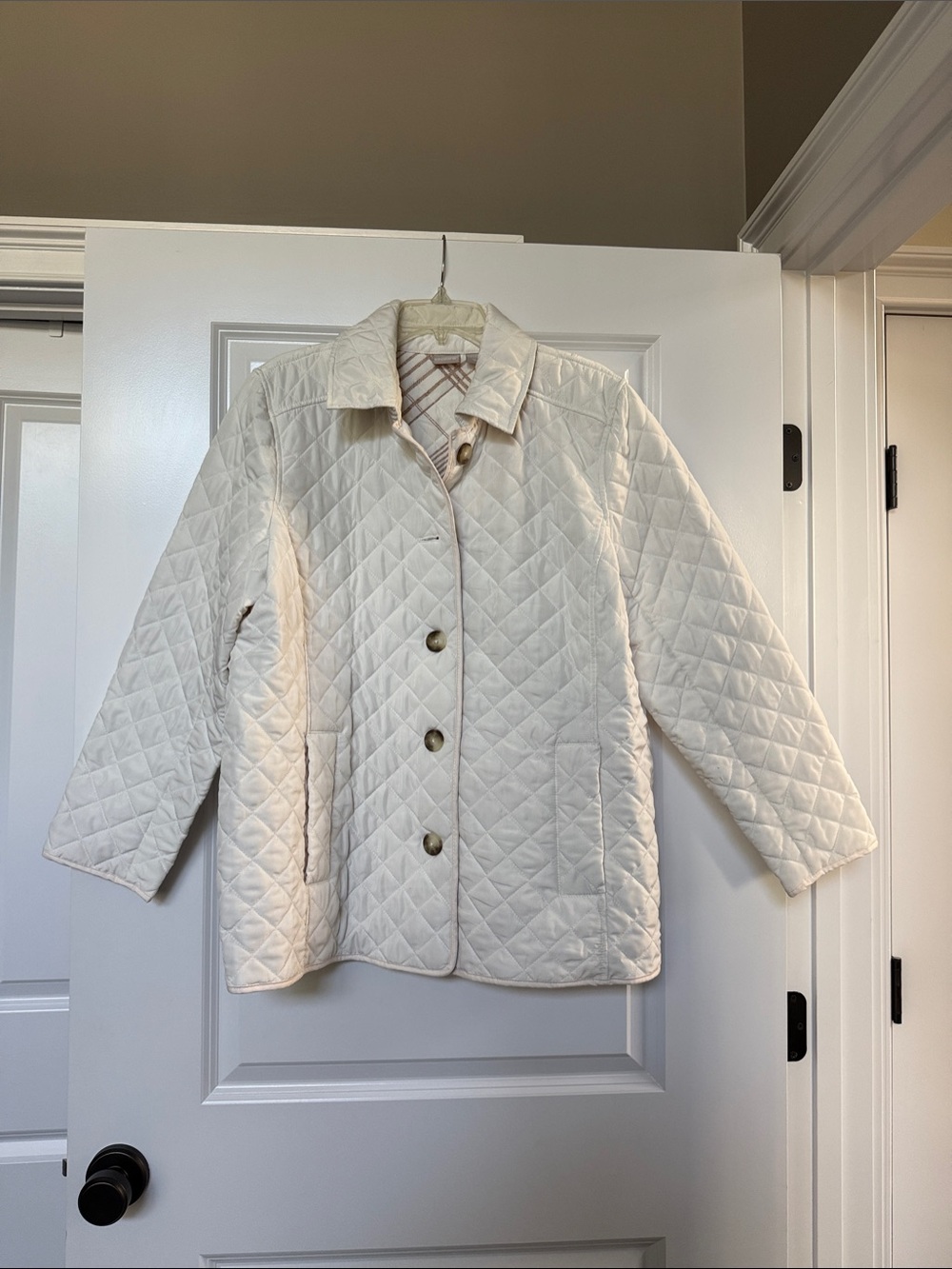 Chico's Quilted Cream Button-Front Jacket